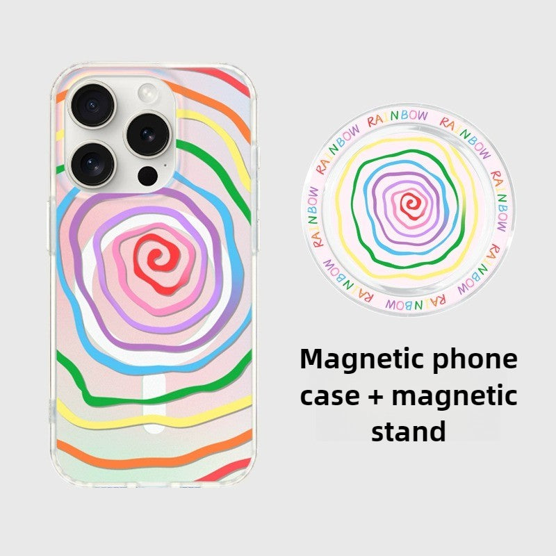 iCraftPro | Artistic Rainbow Case for iPhone 17 Pro Max, Magnetic Holographic with Lanyard