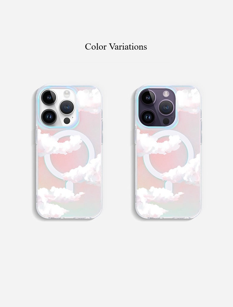 iCraftPro | Holographic Rainbow Gradient & Cloud Design Case with Lanyard, MagSafe Compatible for iPhone 12/13/14/15/16/17 Pro Max