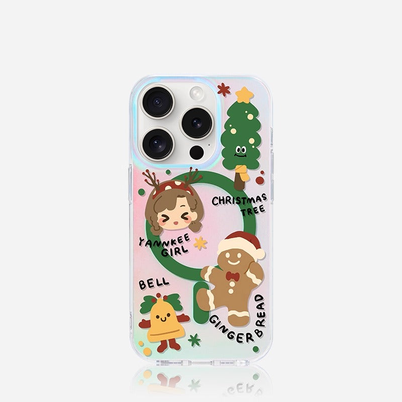 iCraftPro | Original Christmas Cartoon Case for iPhone 12 to 17 Pro Max. Magsafe, Matte Holographic, Premium & Protective.