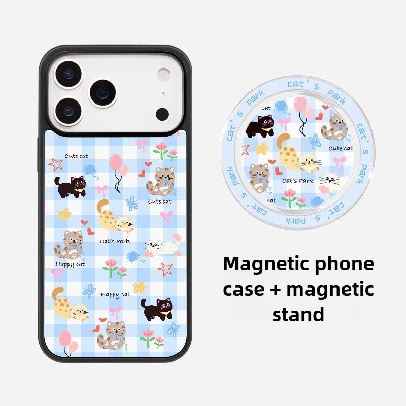 iCraftPro | Frosted Cute Cat Case with MagSafe & Shockproof Protection for iPhone 13/14/15/16/17 Pro (Max)