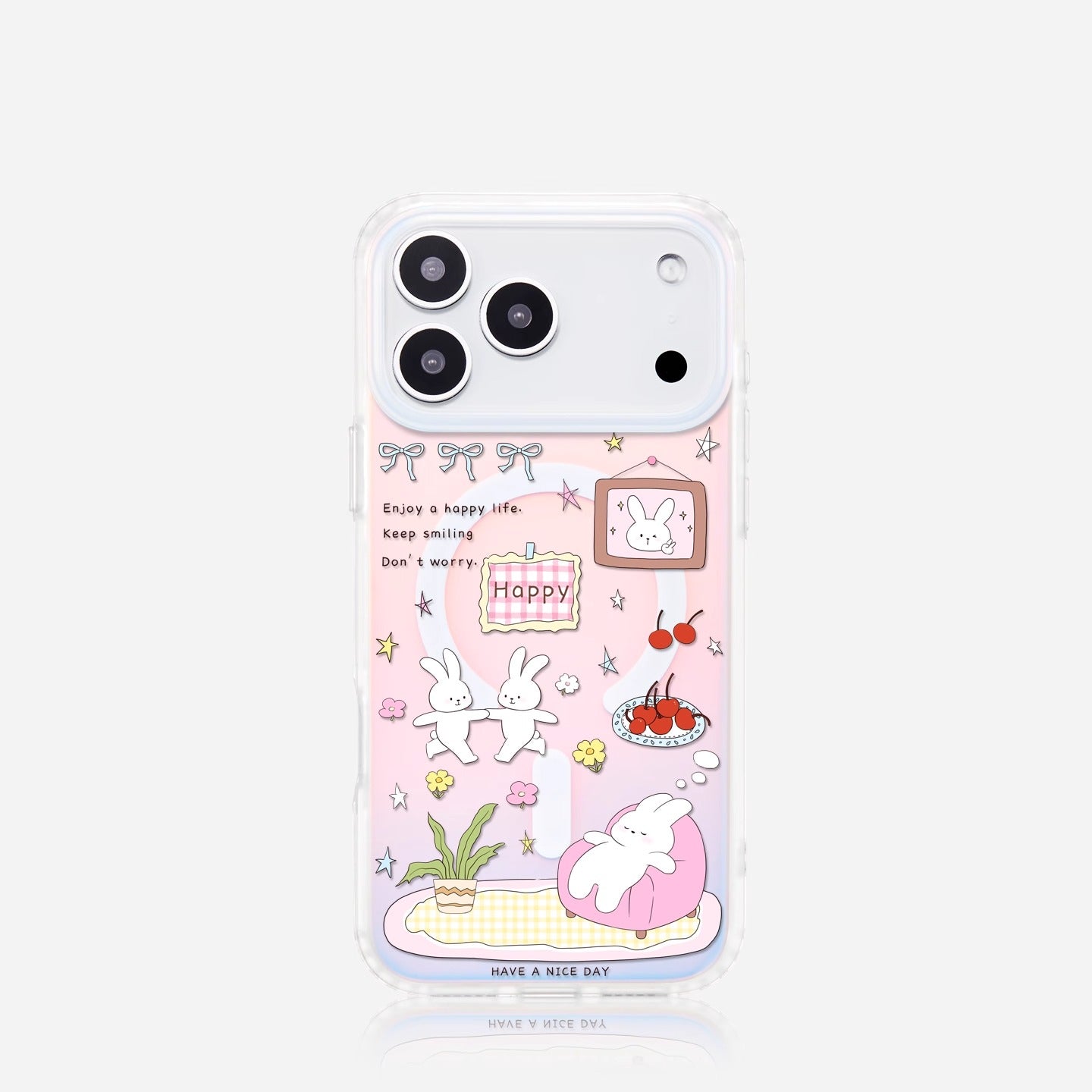 iCraftPro | Aesthetic Bunny Case with Strap for iPhone 12-17 Pro Max