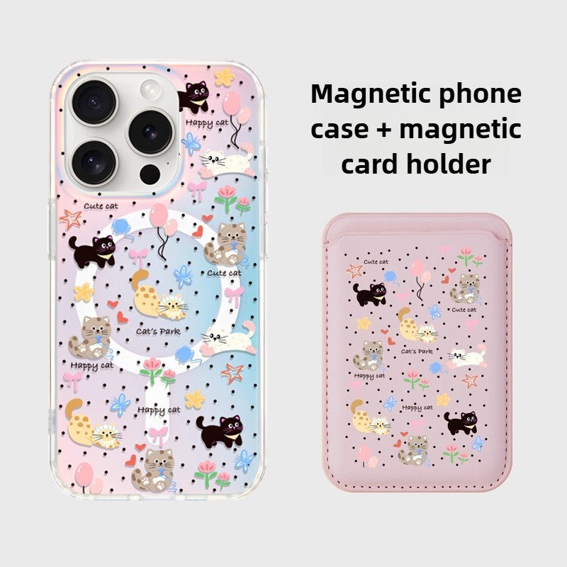 iCraftPro | Aesthetic Case for iPhone 12-17 Pro Max, Trendy Holographic Gradient with Strap, Creative & Cute Animal Themed Cover.