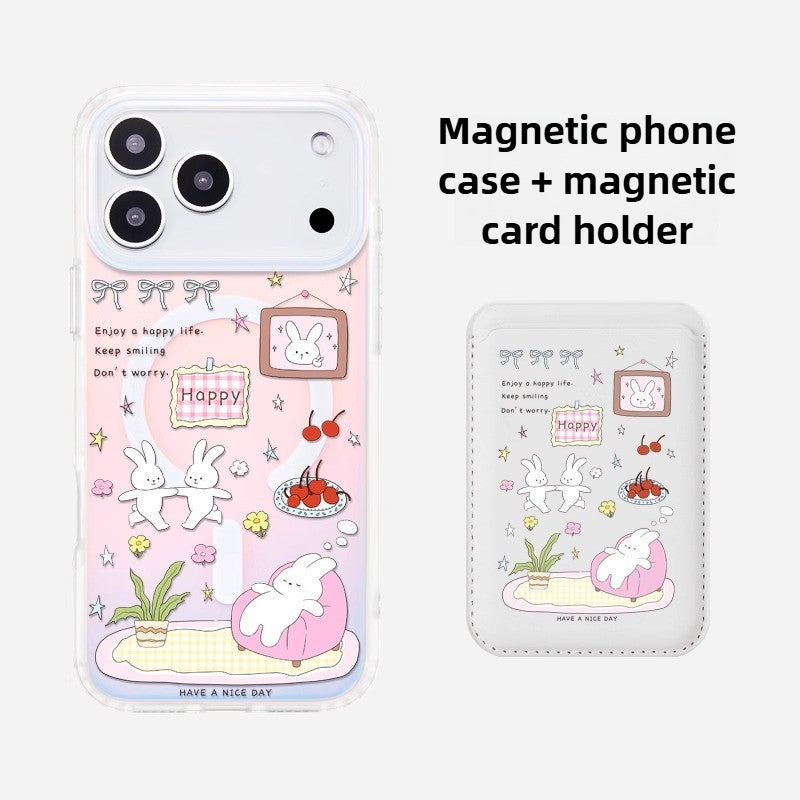 iCraftPro | Aesthetic Bunny Case with Strap for iPhone 12-17 Pro Max