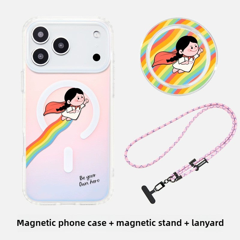 iCraftPro | Gradient Holographic MagSafe Case with Strap for iPhone 12-17 Pro Max