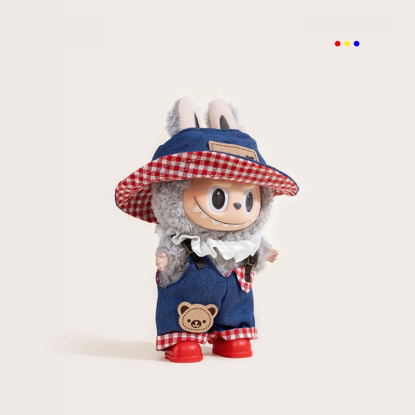 iCraftPro | Asymmetrical Red Plaid Overalls Labubu Handmade 4pcs Clothes