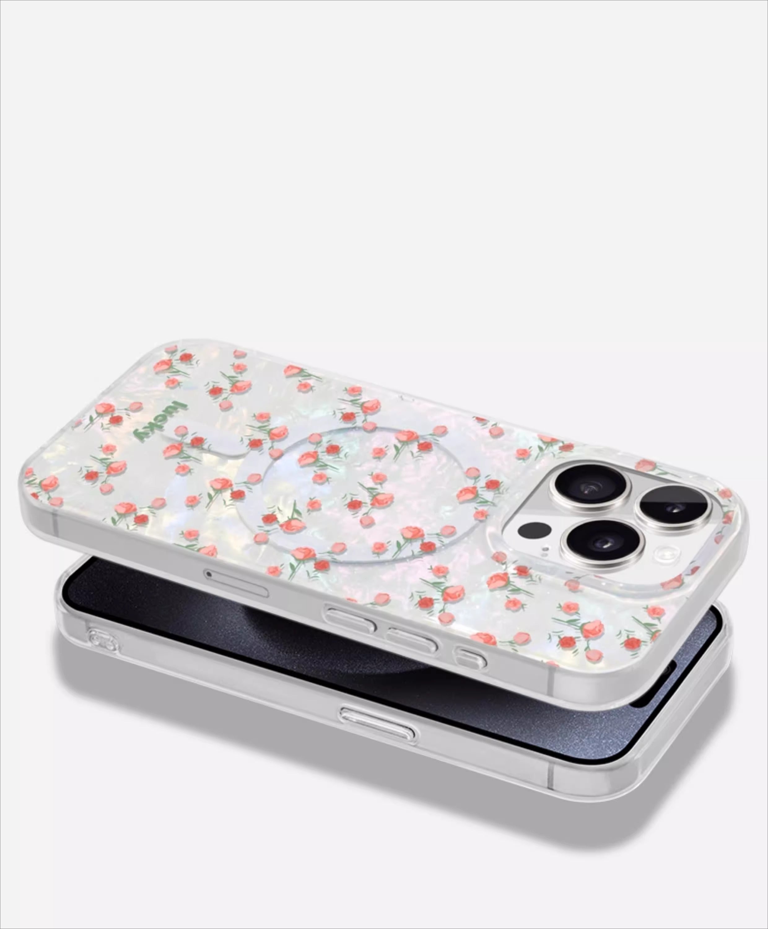 iCraftPro | Magnetic Case for iPhone 17 Pro Max 16 15 14 13, Women's Cute Marble Shell Design with Lucky Rose, Magsafe Compatible, Aesthetic Protective Cover