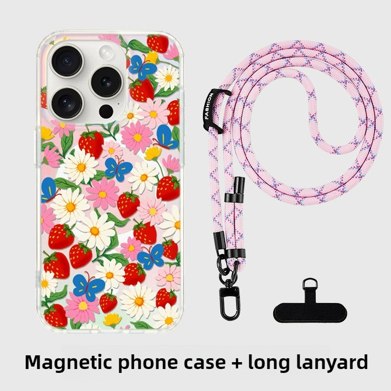 iCraftPro | Magnetic Holographic Case with Lanyard for iPhone 17 Pro Max, Fresh Style, Fits iPhone 16/15/14/13/12 Pro
