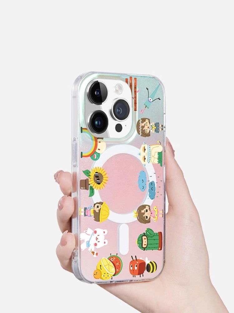 iCraftPro | Shockproof Matte Holographic iPhone Case with Cute Cartoon Design - Color Shifting & Magnetic for iPhone 12 to 17 Pro Max