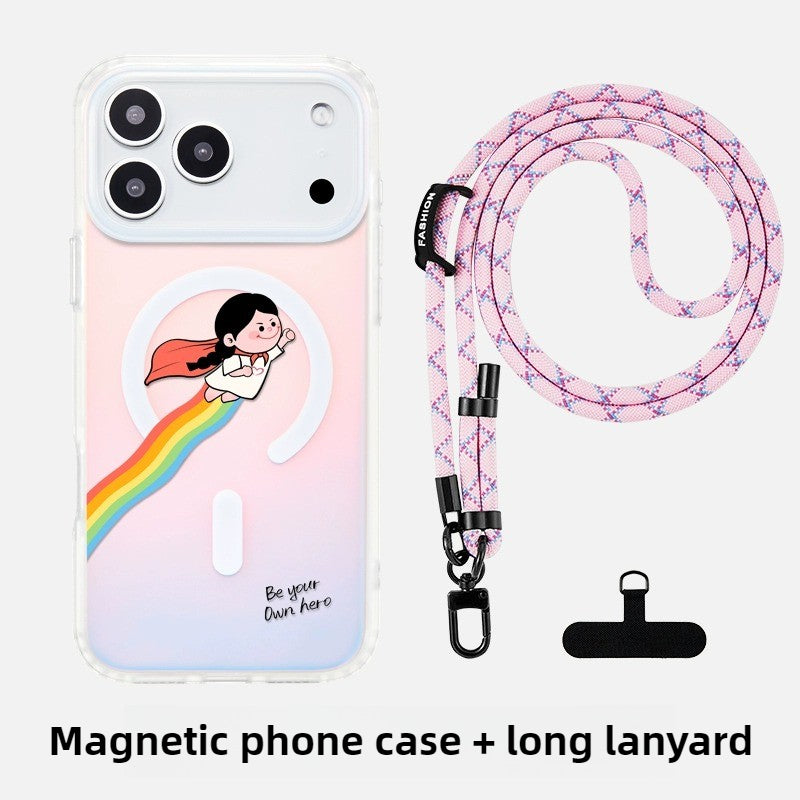 iCraftPro | Gradient Holographic MagSafe Case with Strap for iPhone 12-17 Pro Max