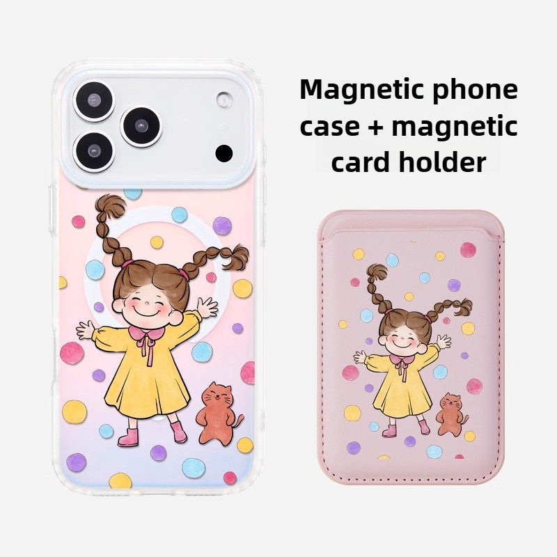 iCraftPro | Polka Dot & Holographic Case for iPhone 17/16/15/14/13/12 Pro Max, Fashion Magnetic Case with Lanyard, Cute Girls Aesthetic Cover