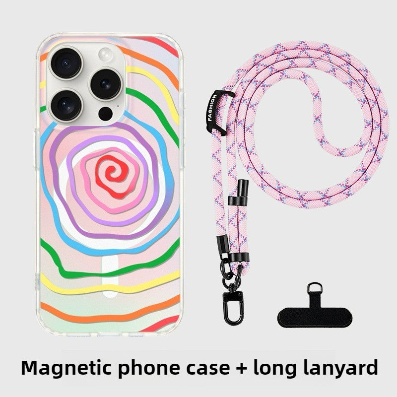 iCraftPro | Artistic Rainbow Case for iPhone 17 Pro Max, Magnetic Holographic with Lanyard