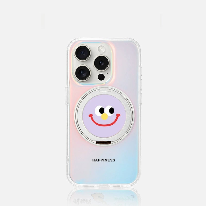 iCraftPro | Premium Magnetic iPhone Case with Kickstand | Summer Holographic Emoji Style