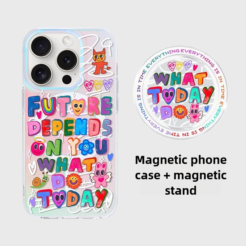 iCraftPro | Magnetic Case for iPhone 12-17 Pro/Pro Max - Laser Gradient & Artistic Lettering, Stylish & Unique.