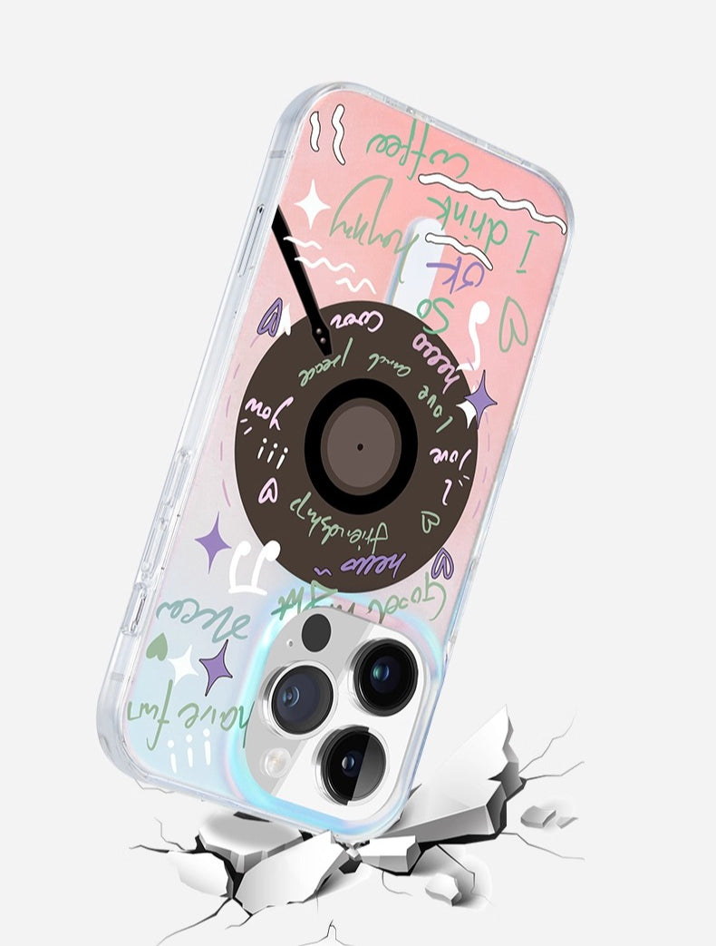 iCraftPro | Anti-Fall Matte Case for iPhone 12-17 Pro Max | Holographic Record Design