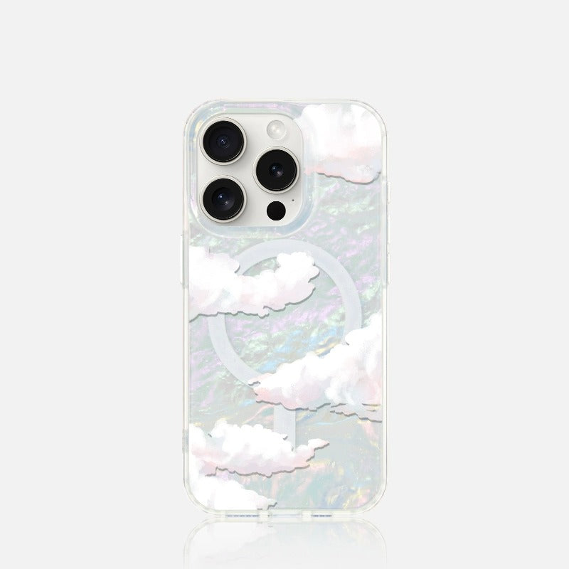 iCraftPro | Cloud & Shell Pattern Magsafe Case for iPhone 12-17 Pro Max, Aesthetic Minimalist Design