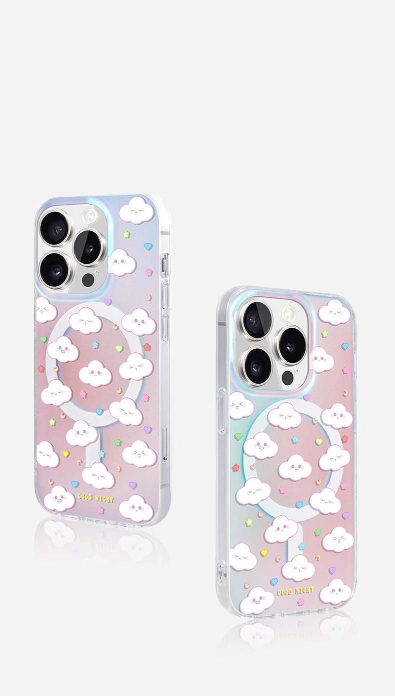iCraftPro | Magnetic Case with Holographic Gradient & Clouds for iPhone 12-17 Pro Max