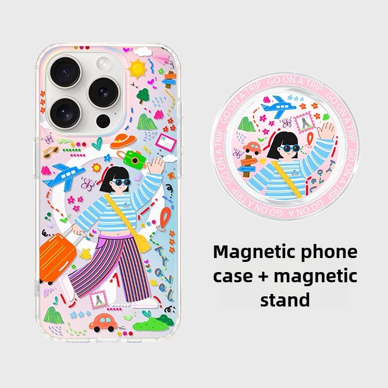 iCraftPro | Magnetic Case with Lanyard for iPhone 12-17 Pro Max | Laser Gradient & Vibrant Dopamine Wanderlust Design