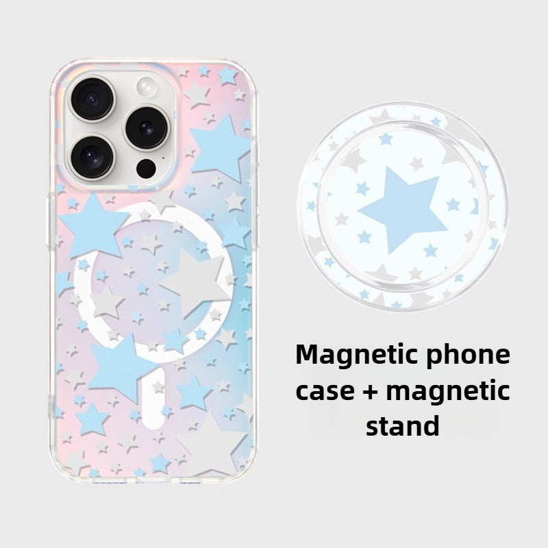 iCraftPro | Magnetic Star Case with Lanyard for iPhone 12-17 Pro Max | Gradient Laser